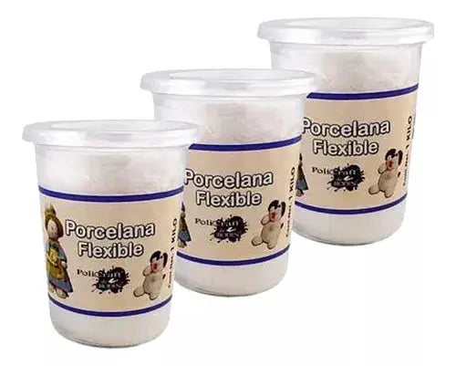 3 Piece French Molding Paste Crafts 1 kg Porcelain Flexible Sculpture - Policraft - empaque