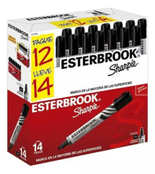 14 Marcadores Permanentes Color Negro Esterbrook Sharpie - Sharpie - vista trasera