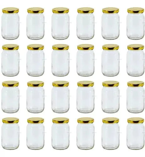 24 P Tarro Conserva Frasco Vidrio Envase Dulcero 235ml 8oz Tapa Dorada - Distenvases