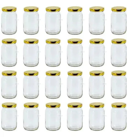 24 P Tarro Conserva Frasco Vidrio Envase Dulcero 235ml 8oz Tapa Dorada - Distenvases