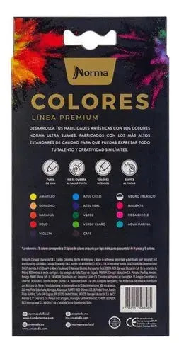 15 Lapices Colores Norma Intensos Linea Premium Punta 4mm - Norma - empaque