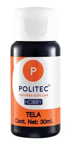 Pintura Acrilica Politec Hobby Tela 30ml Acaba Suave Negro intenso - Politec
