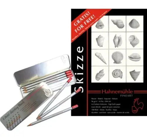 Hahnemühle Block Skizze 29.7 X 42 cm + 1 Caja de Lápices - Lock - contenido