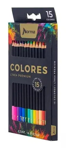 15 Lapices Colores Norma Intensos Linea Premium Punta 4mm - Norma - detalle