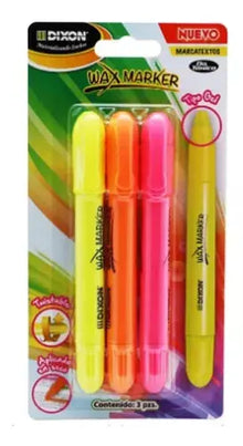Marcatextos Wax Marker Dixon Marcador Tipo Gel Twistable 3 Piezas - Dixon - detalle