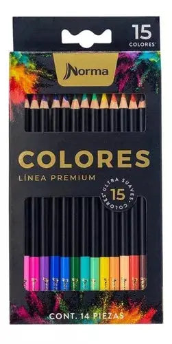 15 Lapices Colores Norma Intensos Linea Premium Punta 4mm - Norma