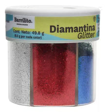 Diamantina Glitter En Polvo Purpurina En Salero 6 Colores Color Multicolor - ACCO