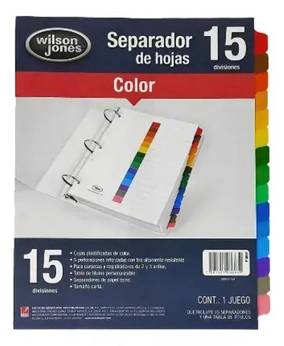 Separador De Hojas Wilson Jones Carpeta Sin Numeracion 15div - Wilson Jones
