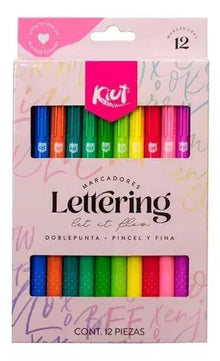 12 Marcadores Lettering Punta Pincel Kiut Colorear Lavables - Kiut - detalle
