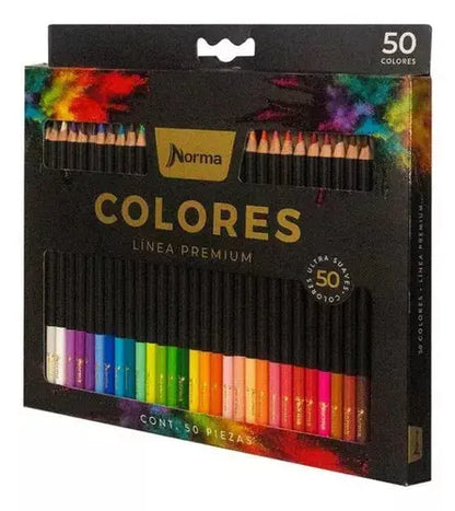 50 Lapices Colores Norma Intensos Linea Premium Punta 4mm - Norma - empaque