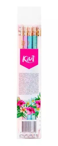 10 Lapices Grafito Kiut Hb #2 Exterior Pastel Redondos Goma - KIUT - vista trasera