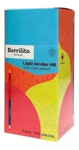 100pz Lapiz Bicolor Barrilito Hb Hexagonal Escuela/oficina - Barrilito - vista lateral