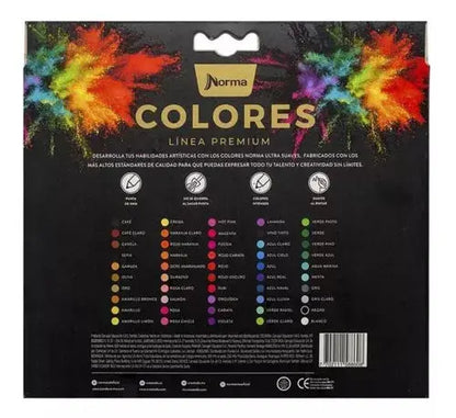 50 Lapices Colores Norma Intensos Linea Premium Punta 4mm - Norma