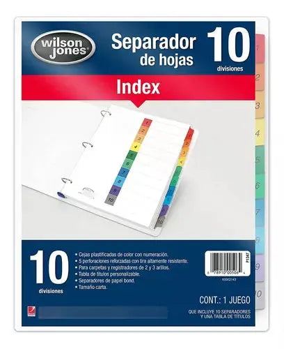 Separador Acco Wilson Jones 10 Divisiones Economico Numerado - Wilson Jones