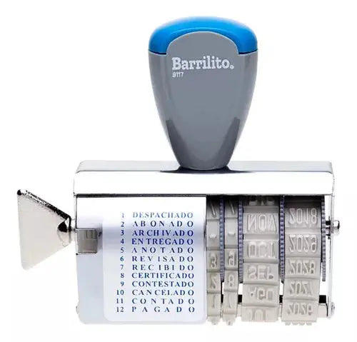 Sello Formulario Barrilito 12 Leyendas Ajustable Metalico - Barrilito - vista lateral