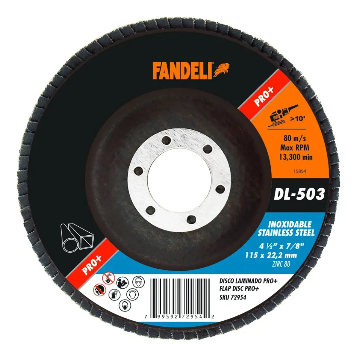 5pzs Disco LAMINADO Z-80 INOX PRO+ 4½"115mm x 22.2mm Fandeli - Fandeli - detalle