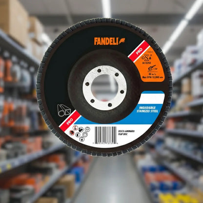 5pzs Disco LAMINADO Z-80 INOX PRO+ 4½"115mm x 22.2mm Fandeli - Fandeli - empaque
