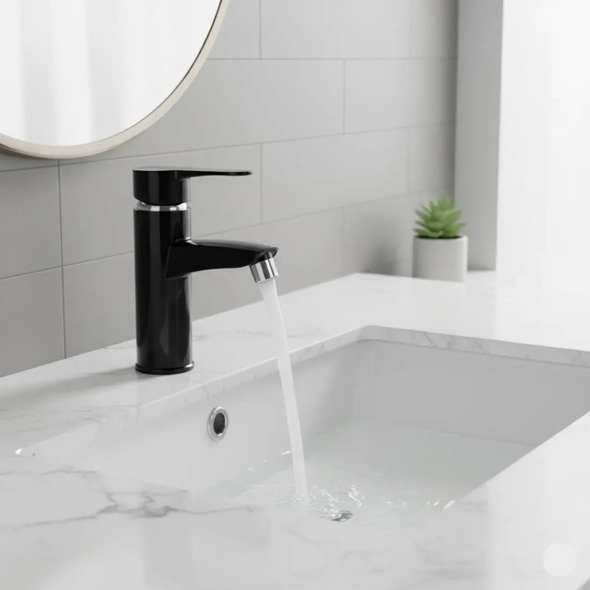 Monomando Lavabo Negro 19cm Aquaway - AQUAWAY - vista lateral