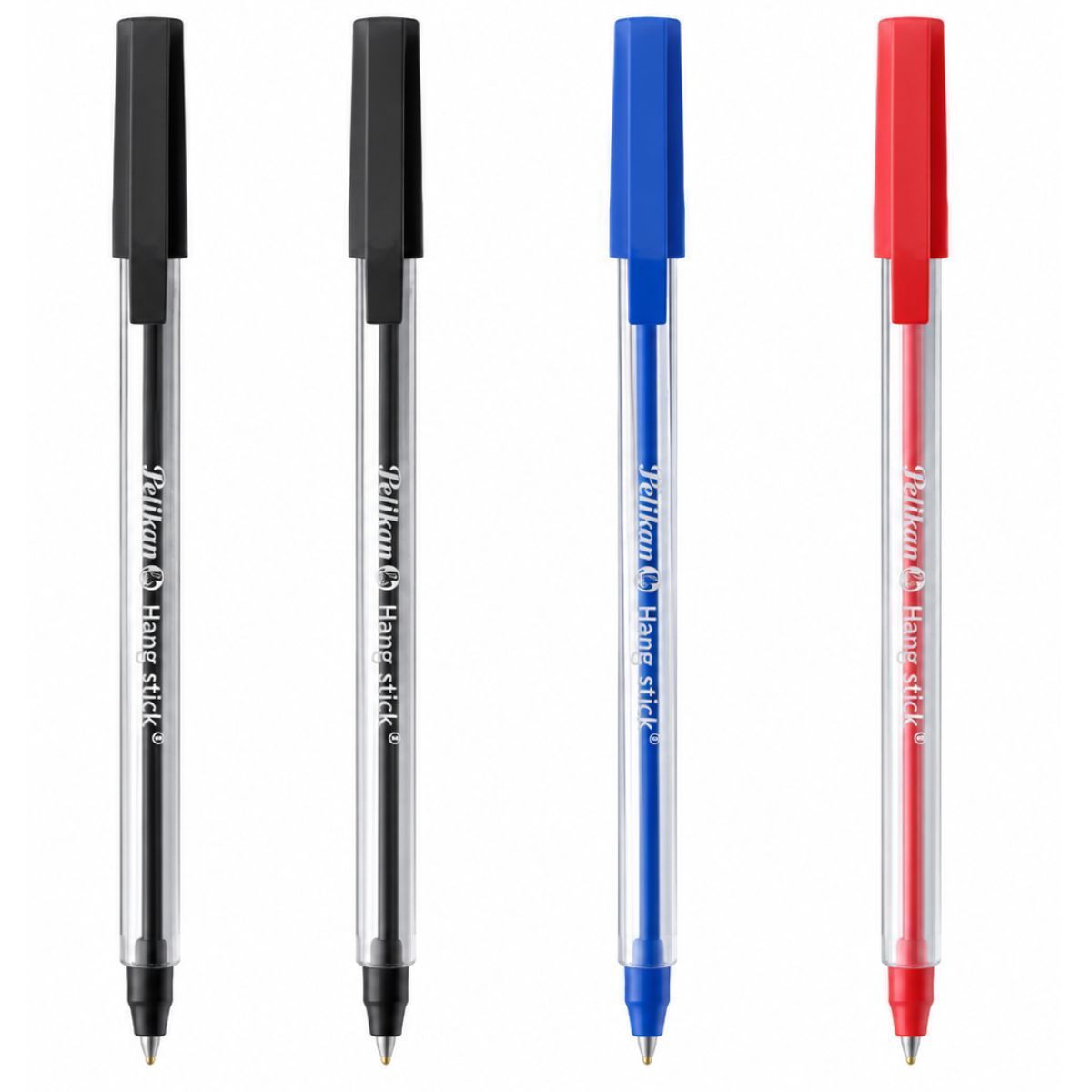 4 Boligrafo Pulma Pelikan Hang Stick Mediano Azul Negro Rojo