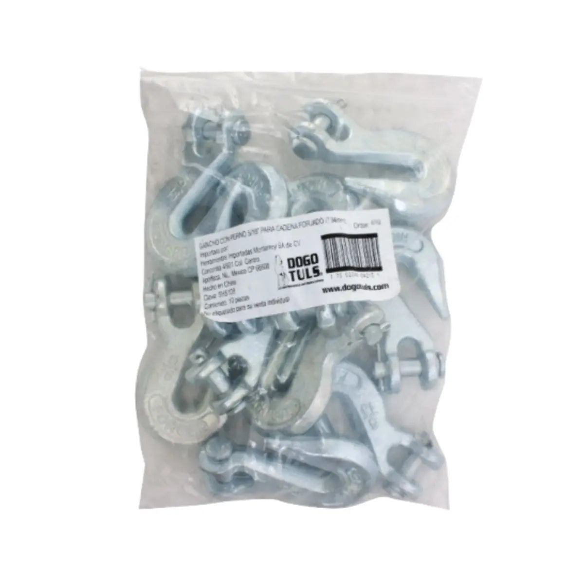 BOLSA 10PZ GANCHO C/PERNO 5/16" P/CADENA FORJADO - Sanhome - vista lateral