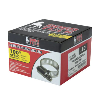 CAJA 50 PZ ABRAZADERA SINFÍN # 10 ACERO INOXIDABLE - Dogotuls