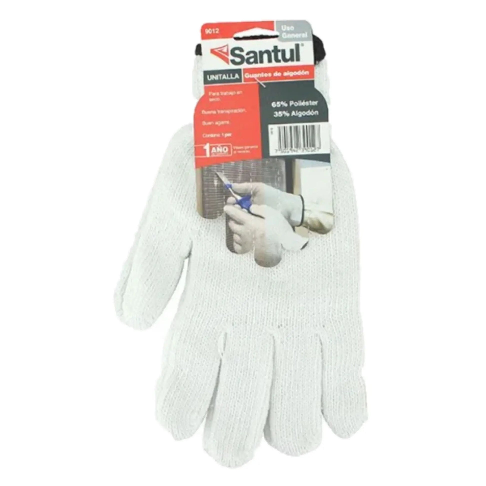 Guante de Algodon Poliester con Overlock Blanco Santul - Santul