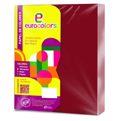 Hoja Carta Vino 100 pzs/PQT Eurocolors - Arpapel - vista lateral