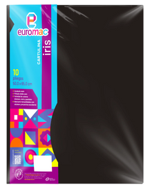 10 Pliegos Cartulina Iris Euromac 50X65 Color Negro - Euromac
