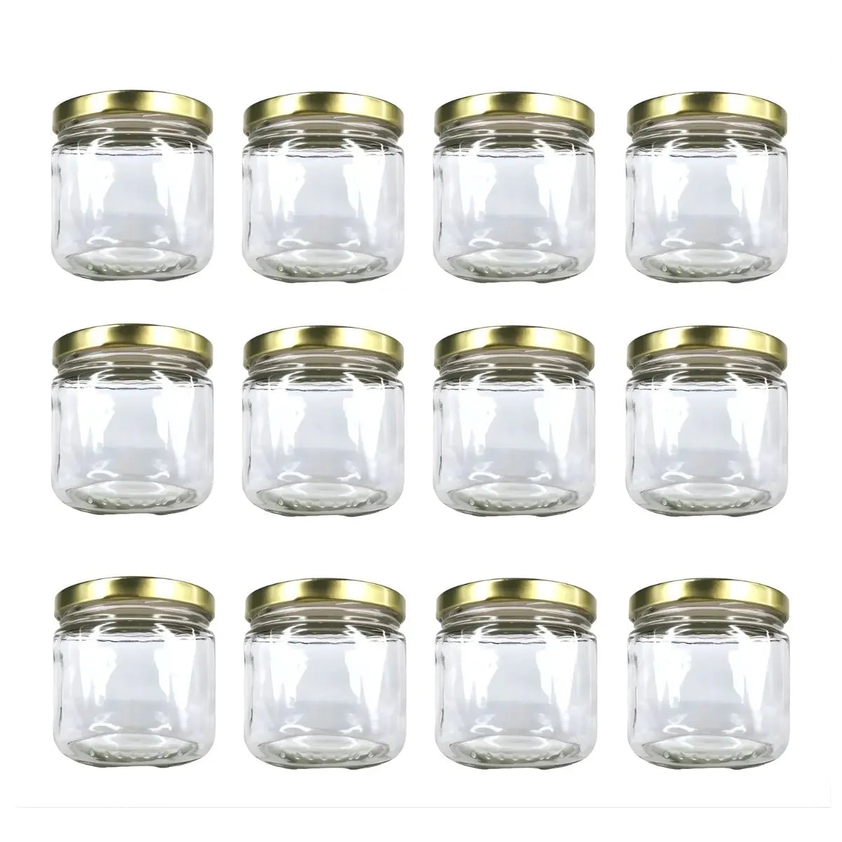 Caja con 12 JAR Envase  300ml 12oz Tapa Oro - Distenvases