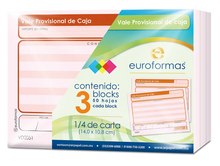 3 Blocks Vale Provisional Caja Euroformas 1/4 Carta 50h C/u - Arpapel