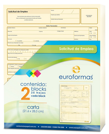 2 Block Solicitud Empleo Euroformas C/u 25h Tamaño Carta - Arpapel