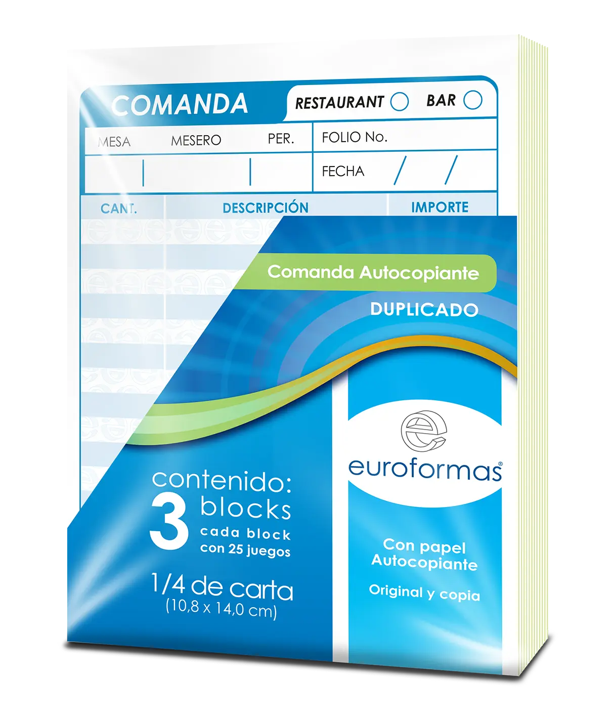 3 Blocks Comanda Autocopiantes Euroformas 1/4 Carta 25h C/u - Arpapel