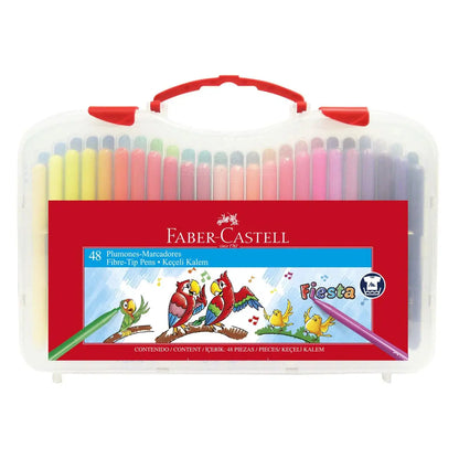Plumones Lavables Faber Castell Fiesta Estuche Rígido 48 Pz - Faber Castell - vista lateral