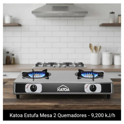 Estufa Mesa 2 Quemadores Katoa 6PZ - CNX - vista lateral