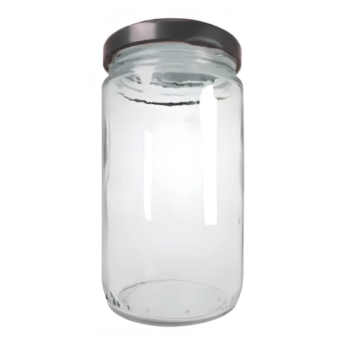 24 P Tarro Conserva Frasco Vidrio Envase Dulcero 235ml 8oz Tapa Negra - Distenvases - vista lateral