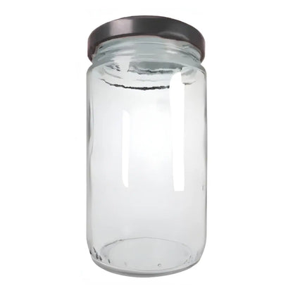 24 P Tarro Conserva Frasco Vidrio Envase Dulcero 235ml 8oz Tapa Negra - Distenvases - vista lateral