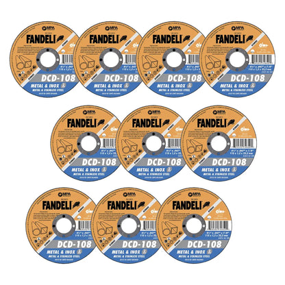 10pzs Disco corte delg met inox eco 4½" Fandeli 115mm x 1.2mm x 22.2mm - Fandeli - detalle