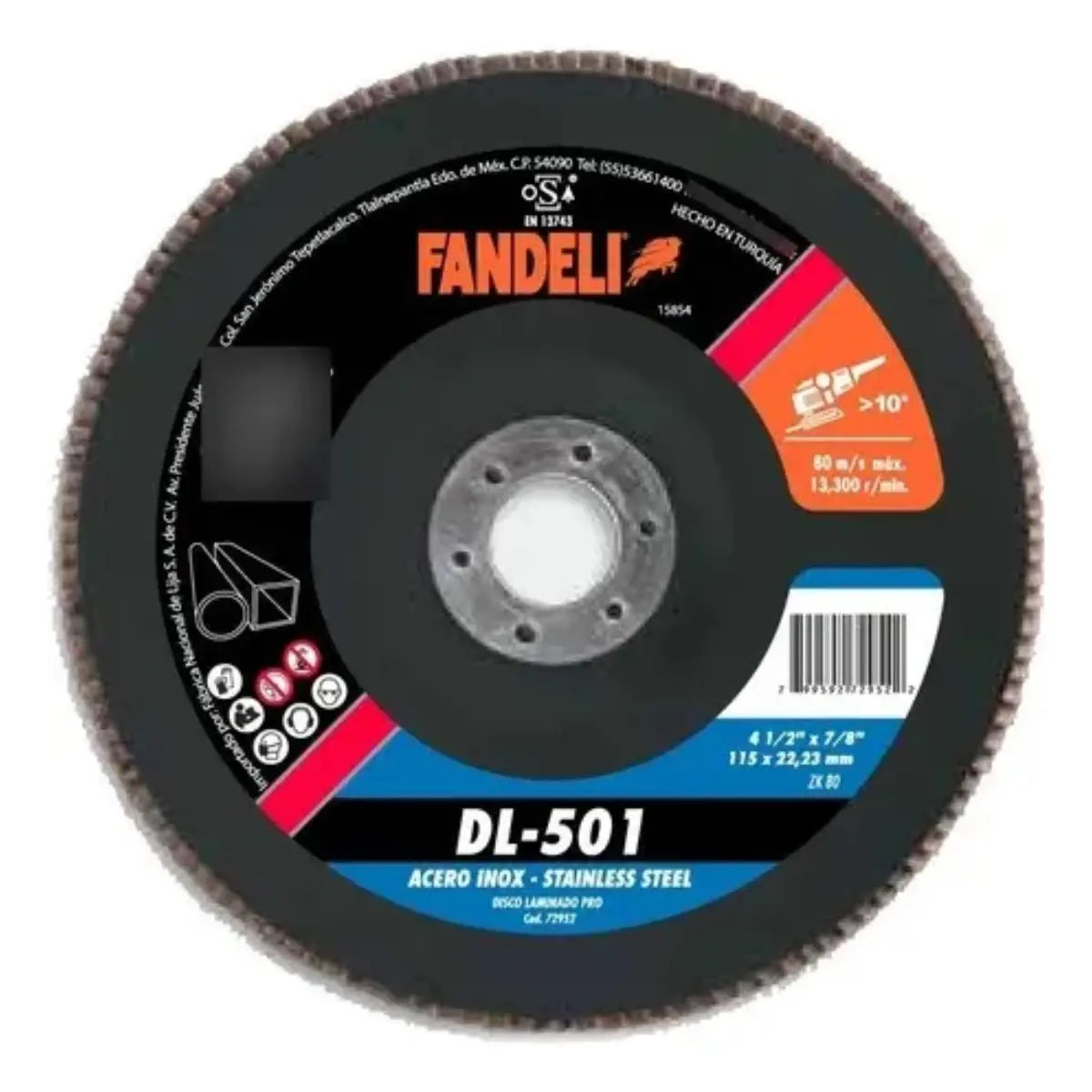 10pzs DISCO LAMINADO Z-40 INOX PRO+ 4½" 115mm x 22.2mm FANDELI - Fandeli