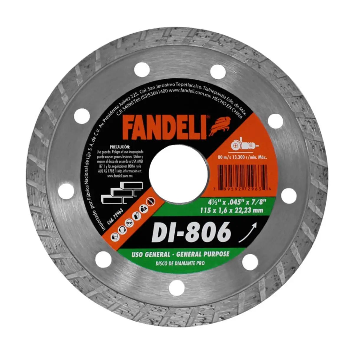 D. DIAMANTE TURBO PRO 4½" 115mm x 1.6mm x 22.2mm Fandeli - Fandeli