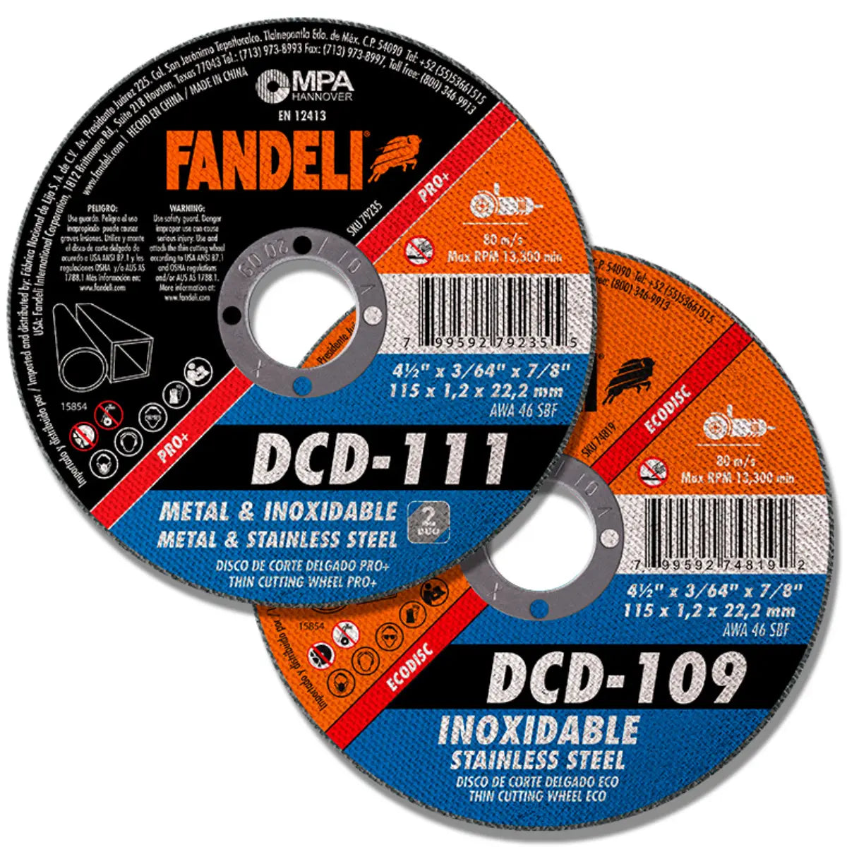D.CORTE DELG MULTICOR PRO 4½” 10 pz FANDELI 1/2 x 7/8" - Fandeli
