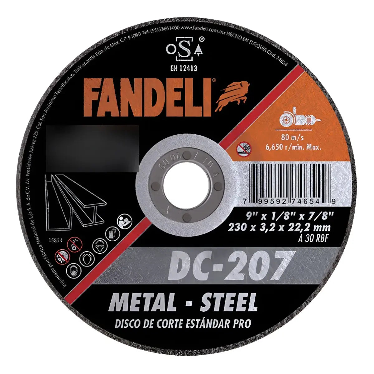 5 Pzs Disco CORTE ESTÁNDAR METAL PRO 9"230mm x 3.2mm x 22.2mm Fandeli - Fandeli