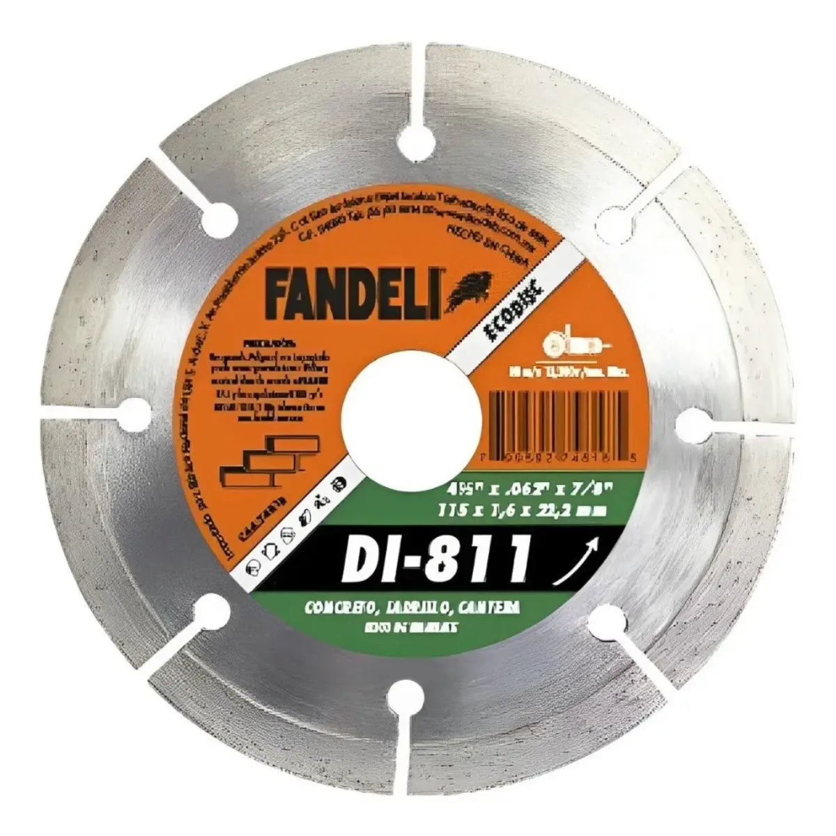Disco diamante segmentado eco 4½" 115mm x 1.6mm x 22.2mm  74818 Fandeli - Fandeli