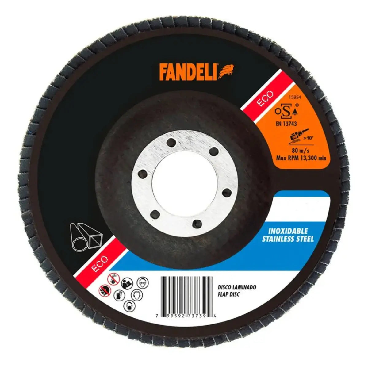 5 PZ DISCO LAMINADO Z-80 INOX ECO 4½" 115mm x 22.2mm FANDELI - Fandeli