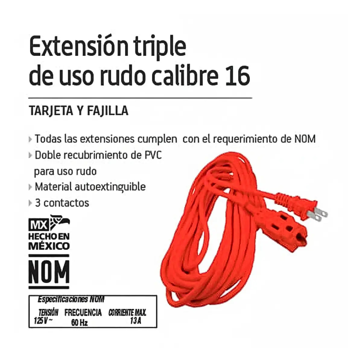Extensión Triple Uso Rudo Aksi 10 Mt (calibre 16) 110319 - Aksi - vista lateral