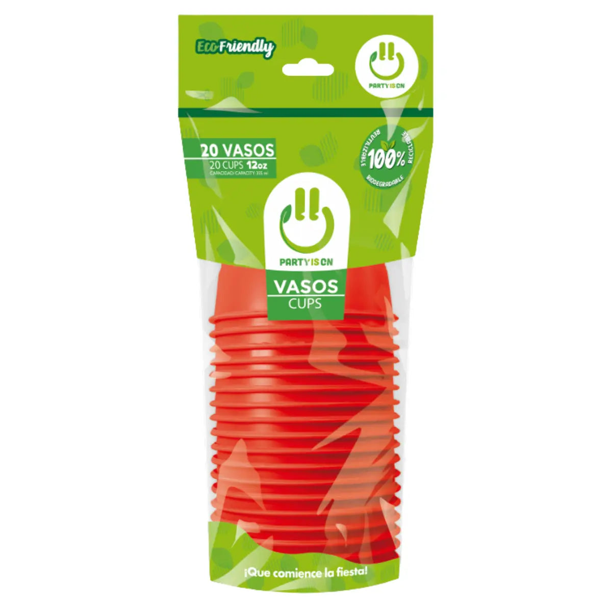 20pz Vasos Plastico Rojo Party Is On 12 Oz Fiestas - PARTY IS ON