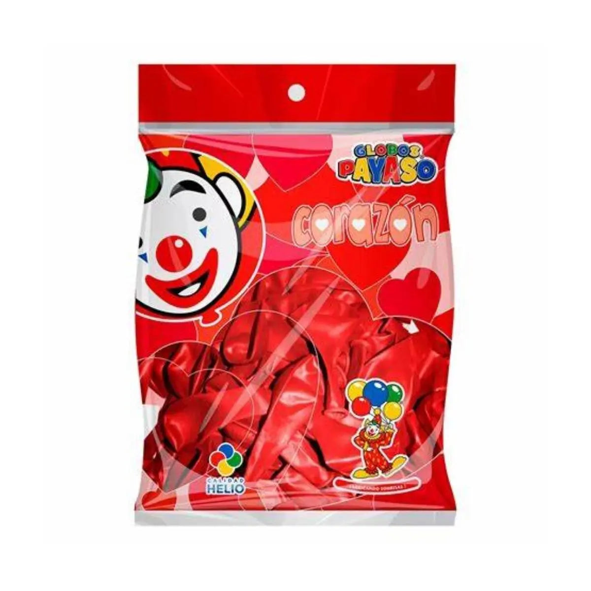 50pz Globos Payaso San Valentin Rojo-cereza Corazon N° H-10 Rojo - GLOBO PAYASO - empaque