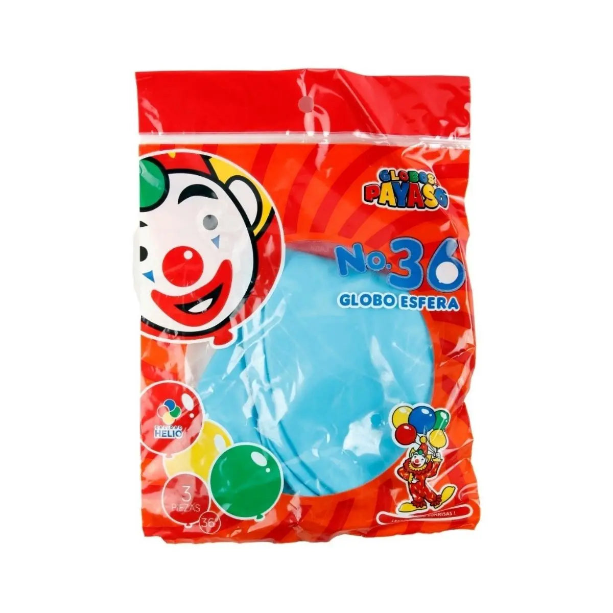 3pz Globos Payaso Gigantes Esféricos No. 36 Colores Pastel Azul Cielo - GLOBO PAYASO - contenido