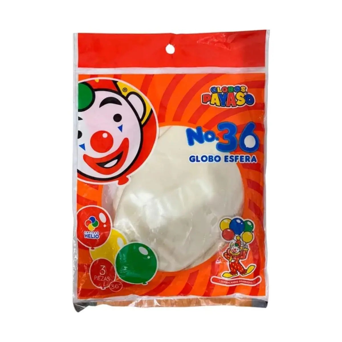 3pz Globos Payaso Gigantes Esféricos No. 36 Colores Pastel Blanco Nieve - GLOBO PAYASO