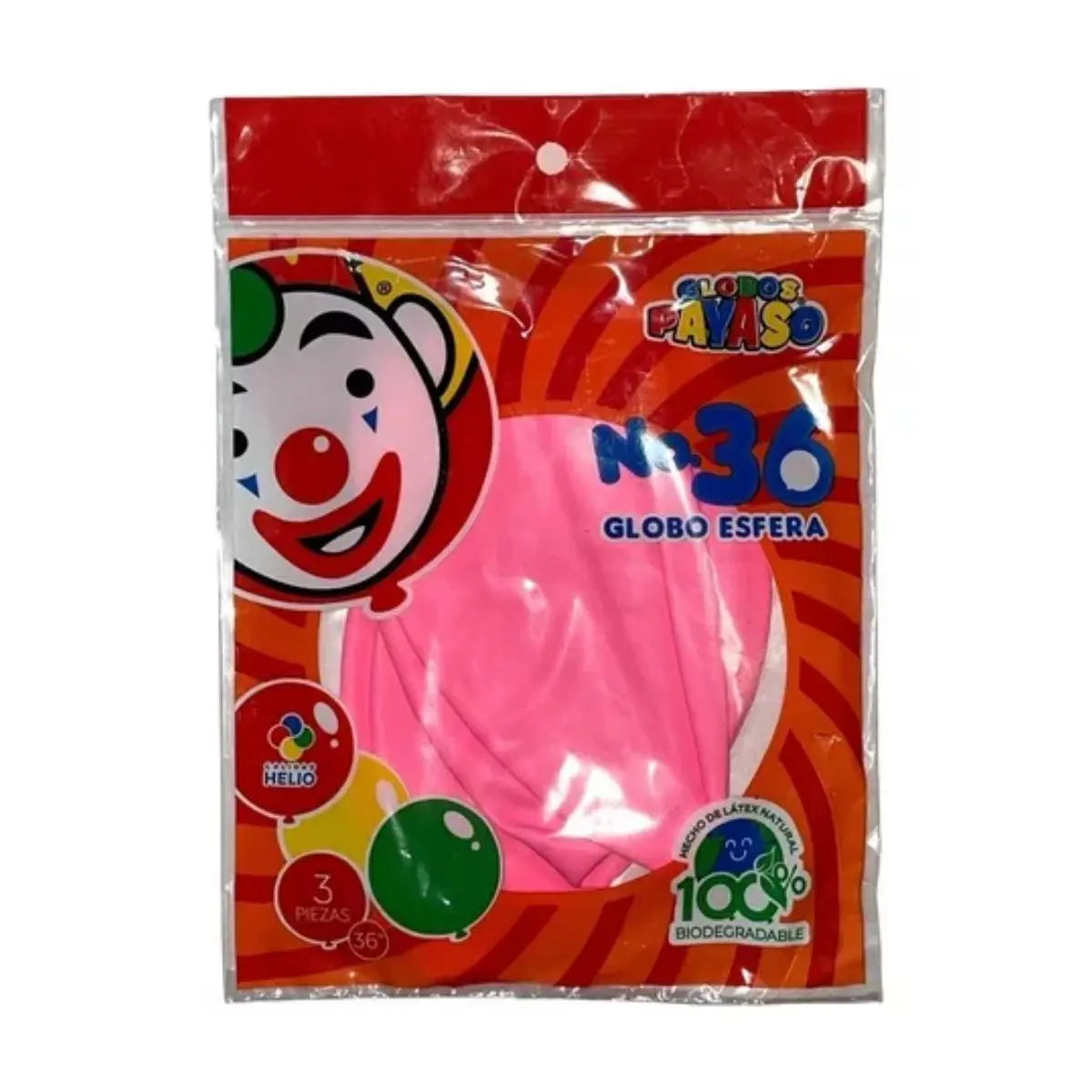 3pz Globos Payaso Gigantes Esféricos No. 36 Colores Pastel Rosa Pastel - GLOBO PAYASO - contenido