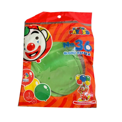 3pz Globos Payaso Gigantes Esféricos No. 36 Colores Pastel Verde Pastel - GLOBO PAYASO - vista lateral